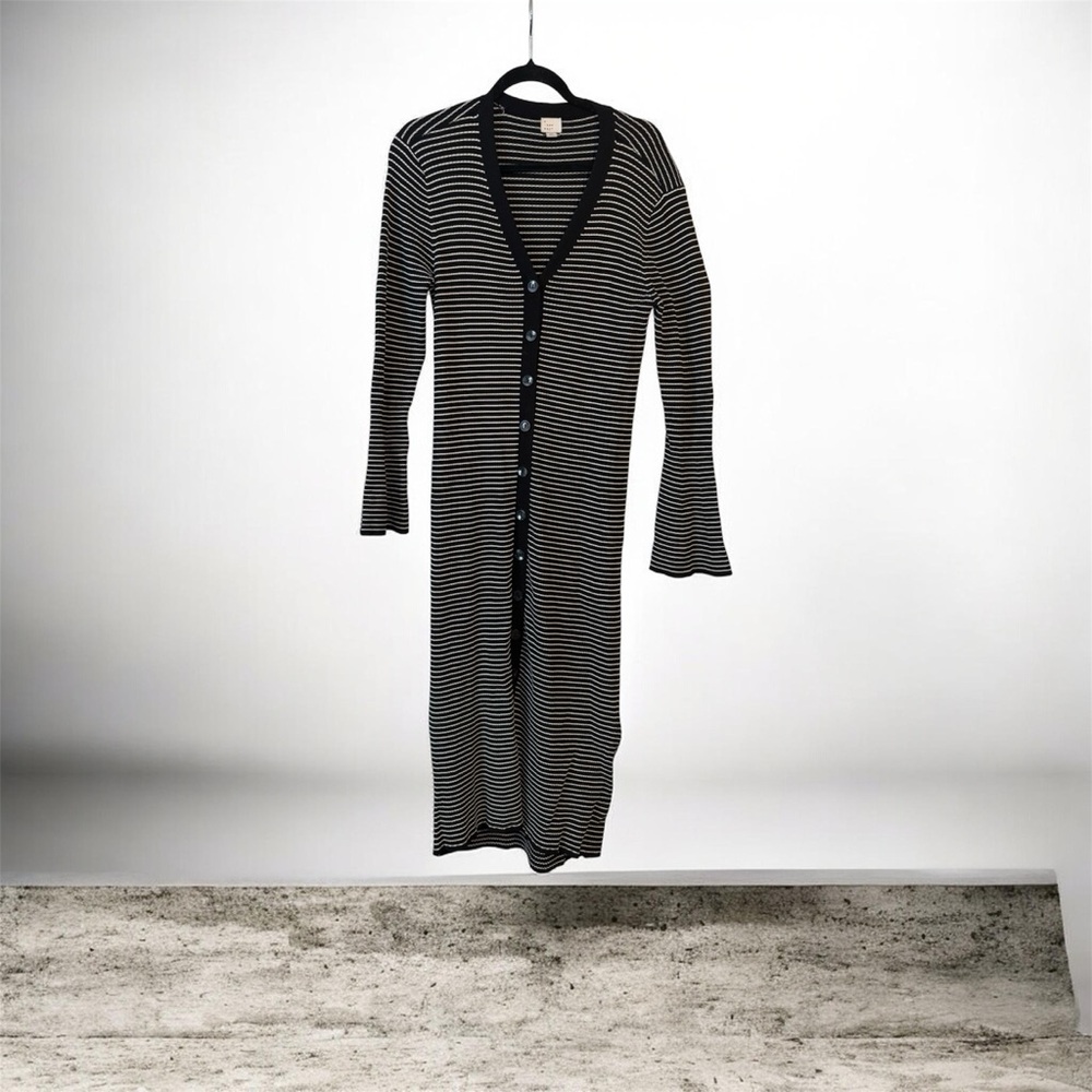 a new day Black and White Striped Dress with bell sleeves XL
